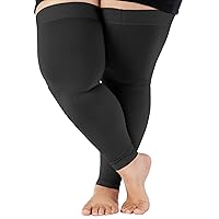 ABSOLUTE SUPPORT 6XL Plus Size Compression Footless Stockings 20-30mmHg - Extra Large Unisex Opaque Compression Support Sleeve for Pregnancy, Diabetic, Sclerotherapy, Arthritis - Black, 6X-Large