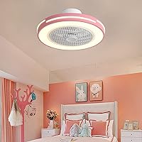 Kids Ceiling Fan with Light and Remote Control Silent 3 Speeds with Timer Bedroom Led Dimmable Fan Ceiling Light 72W Modern Living Roomt Ceiling Fan Light/Pink