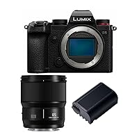 Panasonic LUMIX S5 4K Mirrorless Full-Frame L-Mount Camera (Body Only) with S-S85 LUMIX S Series 85mm f/1.8 Lens and DMW-BLK22 Battery Bundle (3 Items)