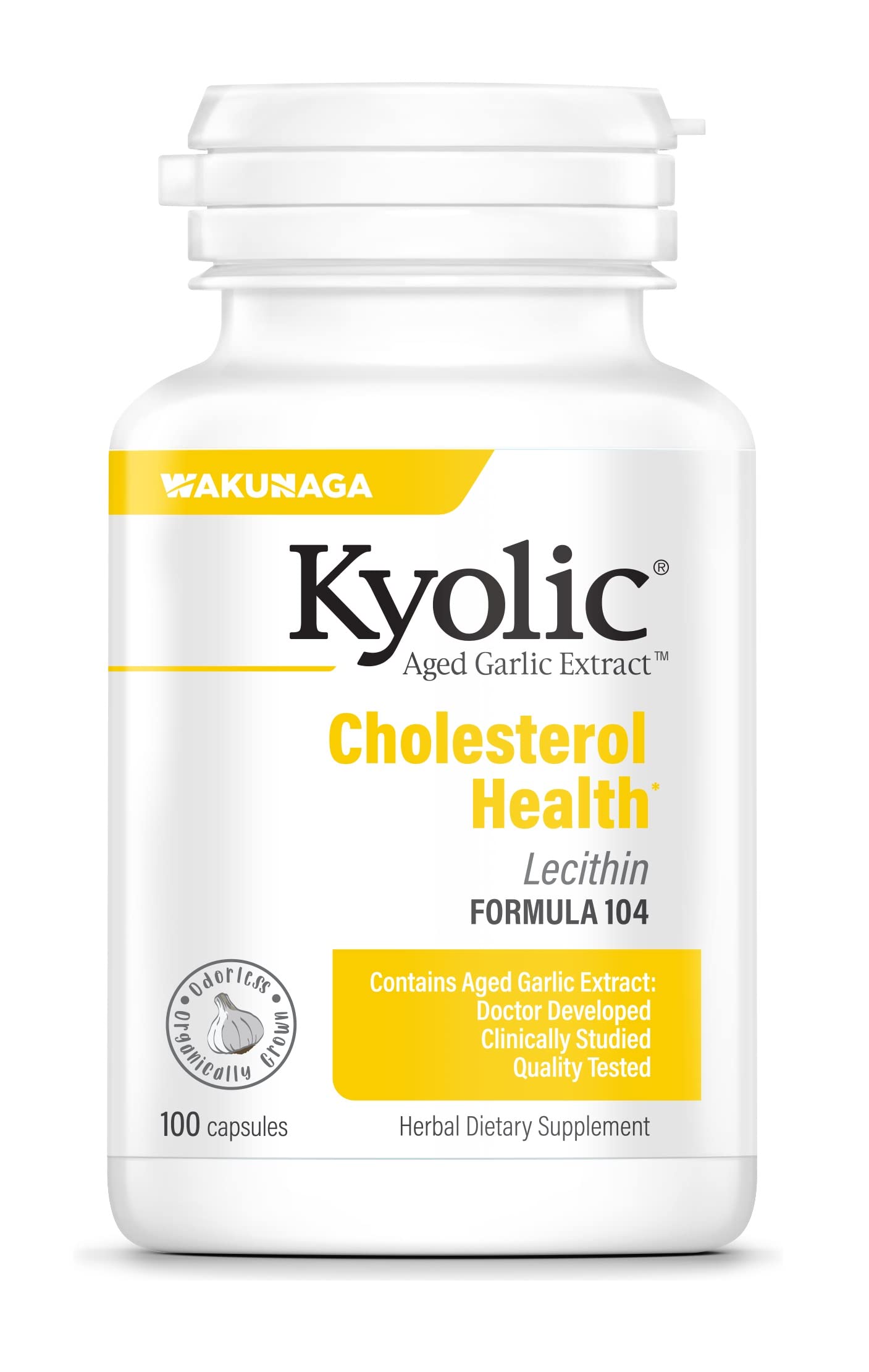 Kyolic Aged Garlic Extract Formula 104 Cholesterol Health, 100 Capsules (Packaging May Vary)