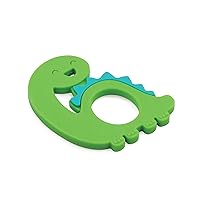 Bumkins Baby Teething Freezer Toy Keys Rings, Soft Flexible Silicone Pacifier, Safe to Chew, Cool Teether Gum Relief, Essentials for Babies 3 Months, Freezable, Sensory Textured, Dinosaur Green
