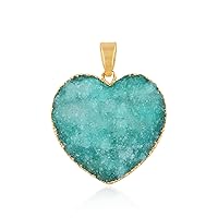 Mode Joays Heart Shape Green Agate Druzy necklace, 18K Gold Electroplated, Single Bail Pendant Charms, DIY pendant necklace