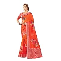 Traditional Wear Indian Women Wear Flower Printed Fancy Saree Blouse Festival Bollywood Organza Sari 1133