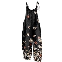 Womens Jumpsuits Sleeveless Summer Baggy Plus Size Rompers Printed Trendy 2024 Casual Loose Jumpers
