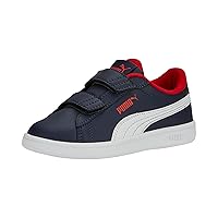 PUMA Unisex-Child Smash 3.0 Leather Hook and Loop Sneaker