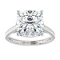 Braided Solitaire Engagement Ring, Cushion Cut 5.00CT, VVS1 Clarity, Colorless Moissanite Ring, 925 Sterling Silver Ring, Promise Ring, Wedding Ring, Perfact for Gift Or As You Want