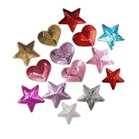 Pack of 10 Shiny Heart Sequins Iron on Applique Embroidered Patches (Multi)