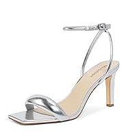 Modatope Womens Sandals Square Open Toe Strappy High Heels Ankle Strap Heels for Women Party Wedding Daily Wear