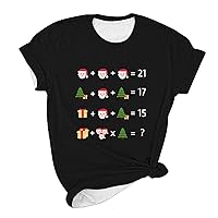 Christmas Shirts for Women Xmas Shirt Top Short Sleeve Christmas Math Lover Teacher Graphic T Shirt Holiday Tees