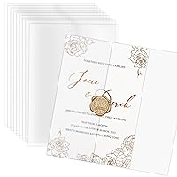 100 Pack Pre-Folded Vellum Jackets for 5x7 Invitations, Semi-Clear Vellum Paper Jackets for Wedding Invitations