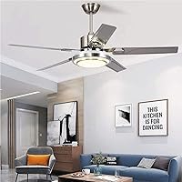 WHYIN 42 Inch Modern Ceiling Fan with LED Lights and Remote Control, Silent Motor Fans with 5 Stainless Steel Blades Three speeds and Three Color Changes Chandeliers Lighting Fixture