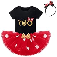 IBTOM CASTLE Cake Smash Wild One First Birthday Clothes for Baby Girls Polka Dots Romper Tulle Dress Ear Princess Outfits
