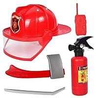 Fire Gear Toys Set Fireman Costume Role Play Toy Firefighter Accessories for Kids 5PCS, Firefighter Toys