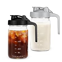 Breast Milk Pitcher Mason Jar - 2Pack Easy Pouring 32oz Airtight Glass Jar with Pour Spout Lid, Classic Wide Mouth Jar Easy to Clean, Ideal for Coffee & Creamer, Iced & Sun Tea, Juices