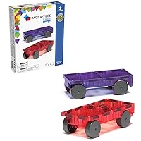 MAGNA-TILES Cars – Purple & Red 2-Piece Magnetic Construction Set, The Original Magnetic Building Brand