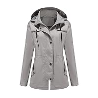 SNKSDGM Women's Lightweight Waterproof Rain Jackets with Hood Active Outdoor Raincoats Plus Size Windbreaker Trench Coats