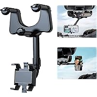 2022 Rotatable and Retractable Car Phone Holder - Rear View Mirror Phone Holder, Car Phone Holder Mount 360-degree Rotation Adjustment, Easy to Install and Remove for All Mobile Phones and All Car