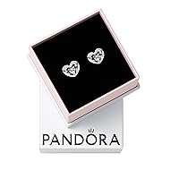 Pandora Radiant Heart & Floating Stone Stud Earrings, With Gift Box
