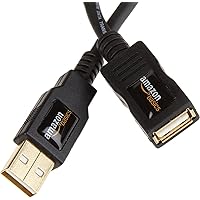 Amazon Basics 10-Pack USB-A 2.0 Extension Cable, Male to Female, 480Mbps Transfer Speed, 6.5 Foot, Black
