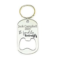 Personalized Retirement Gift Idea Bottle Opener Keychain Retirement Gift For Him Men's Bottle Opener Retired Gift Personalized Company Name RETIRED-BOTTLE