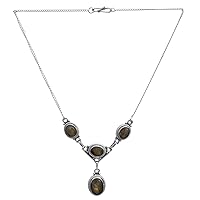 Sterling Necklace with Gems - Sterling Silver