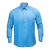 Perry Jacobs Exclusive Luxury Men's Slim Fit Long Sleeve Dress Shirt Color: Asure Blue. Size: 15'' Neck, 32''- 33'' Sleeve.