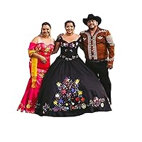 Colorful Flowers Embroidery Big Bows Ball Gowns Off Shoulders Quinceanera Prom Dresses 2024