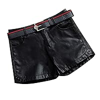 Womens Casual Faux Leather Shorts High Waist Stretch Slim Hips Sexy Motorcycle Skinny Coated Shorts Plus Size