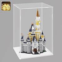 LANSCOERY Clear Acrylic Display Case, Assemble Vertical Display Box Stand with White Base, Dustproof Protection Showcase for Collectibles Memorabilia Figurines (9.4x9.4x15.7inch; 24x24x40cm)