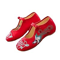Handmade Vintage Women Ballet Flats Old Beijing Chinese Traditional Embroidered Cloth Single Shoes for Woman
