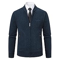 Knitwear Spring and Autumn Men's Stand-Up Collar Thick Warm Cardigan Sweater Winter Loose Casual Coat