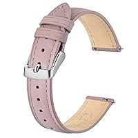 BISONSTRAP Elegant Leather Watch Straps, Quick Release, Watch Bands for Women and Men, 14mm, Light Pink (Silver Buckle)