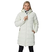 ALPHA CAMP Women's Puffer Jacket, Thicken Waterproof Long Winter Coats with Removable Hood, Two-Way Zipper