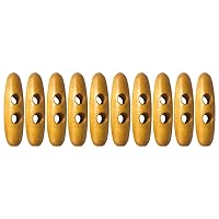 10PCS 4cm Wood Toggle Buttons with 2 Holes, Olive Shape Sewing Wooden Buttons Decorative Horn Buttons for DIY Clothing Sewing (Wood Color), HH240110046