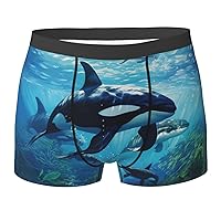 Killer Whales Swim Along Print Funny Novelty Men's Boxer Briefs Soft Comfortable Men's Performance