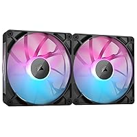 CORSAIR iCUE Link RX140 RGB 140mm PWM Fans with iCUE Link System Hub - Magnetic Dome Bearing - Dual Pack - Black