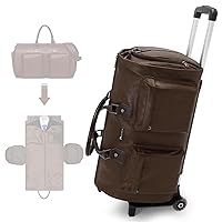 Modoker Rolling Garment Bag for Travel Wheeled Duffel Bag Luggage Suit Travel Bags for Men and Women,3 in 1 Carry on Convertible Garment Bag with Wheels,Dark Brown