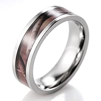 Men or Women's 6mm Titanium Brown Tree Camo Wedding Ring