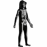 Halloween skeleton costumes for children with long sleeves hood