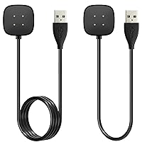[2-Pack] Charger Cable Compatible with Smart Watch Fitbit Sense/ Versa 3, Replacement USB Charging Cradle Dock Stand Cable (3.3 ft/1.0ft)