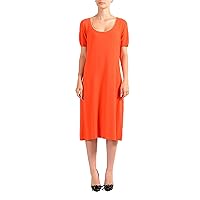 MALO Women's Orange 100% Cashmere Short Sleeve Shift Dress US 2XL IT 48