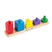 Melissa & Doug Stack and Sort Board - Wooden Educational Toy for age 2+ years With 15 Solid Wood Pieces