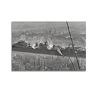 NUVEGUZD Posters Sleeping Over Manhattan 1932 Man Napping on A Beam Eating Lunch Canvas Wall Art Prints for Wall Decor Room Decor Bedroom Decor Gifts 24x36inch(60x90cm) Unframe-style