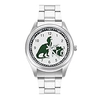 Dinosaur Drums Fashion Wrist Watch Arabic Numerals Stainless Steel Quartz Watch Easy to Read