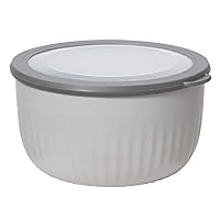 Oggi Prep, Store & Serve Plastic Bowl w/See-Thru Lid- Dishwasher, Microwave & Freezer Safe, (4 qt) Lt Gray w/Dk Gray Lid