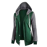 Andongnywell Women's Long Sleeve Hoodies Jacket Button Down Blouse Tops Hooded pocket jacket Outwear