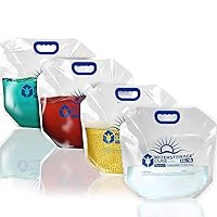 Premium Collapsible Water Container Bag, BPA Free Food Grade Clear Plastic Storage Jug for Camping Hiking Backpack Emergency, No-Leak Freezable Foldable Water Bottle 1.3/2.6 Gallon