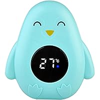 Baby Bath Thermometer, 3.9inch Cartoon Penguin Water Temperature Thermometer Baby with Digital LCD Display, Floating Baby Water Thermometer for Baby Bath(Blue)