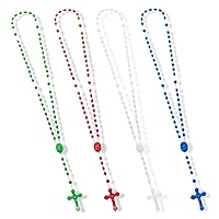 Bulk Plastic Rosary Beads Catholic 12 Pack, 17 Inch Assorted Rosary 4 Colors