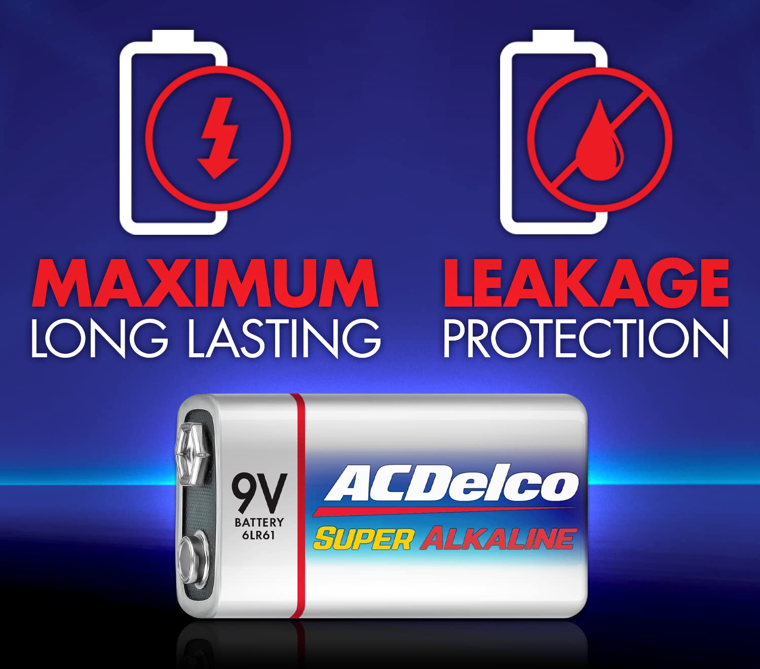 ACDelco 8-Count 9 Volt Batteries, Maximum Power Super Alkaline Battery, 7-Year Shelf Life, Reclosable Packaging